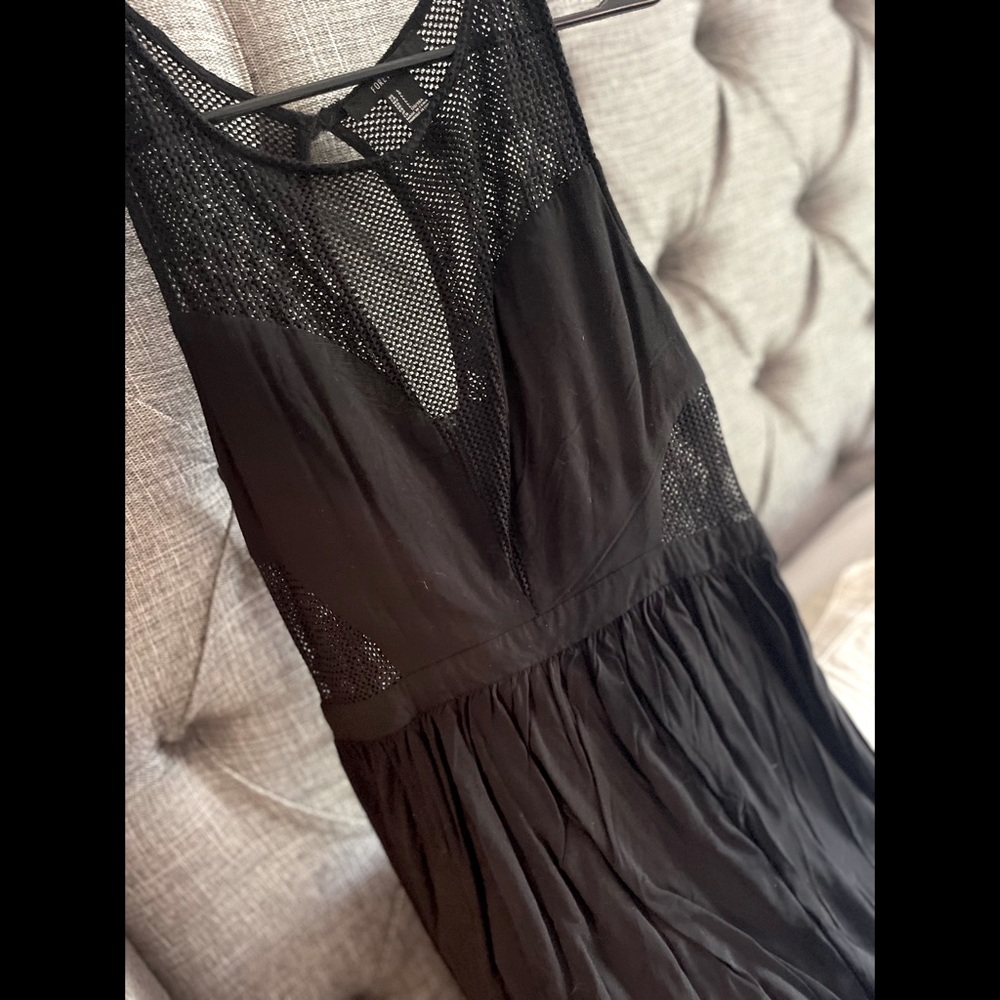 Black mesh insert mini dress